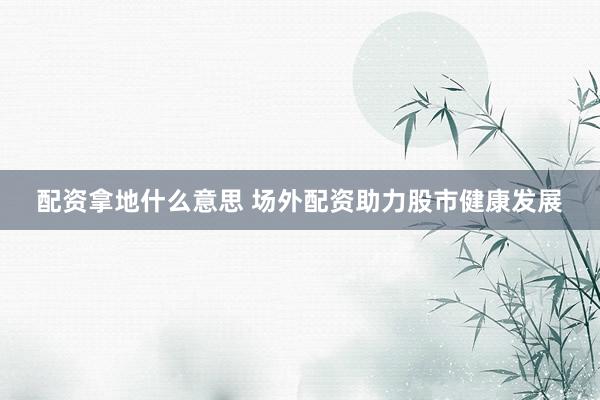 配资拿地什么意思 场外配资助力股市健康发展